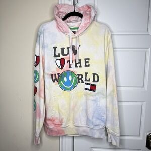 Tommy Jeans Tie Dye Hoodie Men's Medium Multicolored Earth Day Hippie Boho